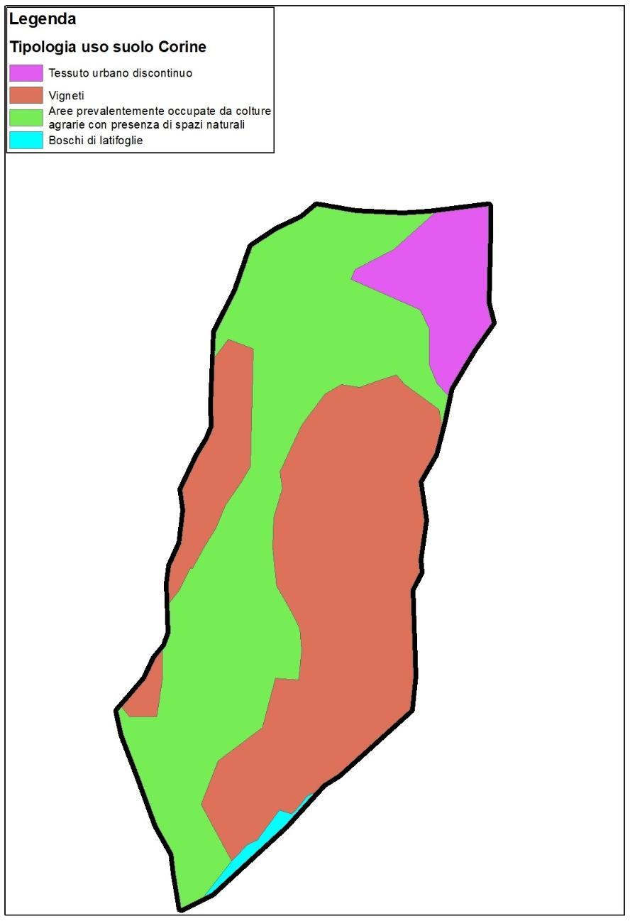 Figura 7 - Mappa di uso del suolo Corine. In particolare per il bacino idrografico si è assunto un coefficiente di deflusso pari a 0.7. 9.