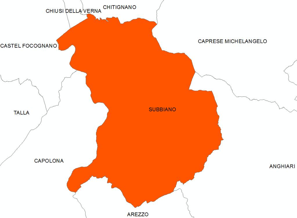 2 INQUADRAMENTO GENERALE DELL AREA Il territorio comunale di Subbiano si estende nella parte centrale della Toscana, in Provincia di Arezzo, e confina a Nord con i comuni di Castel Focognano (AR),