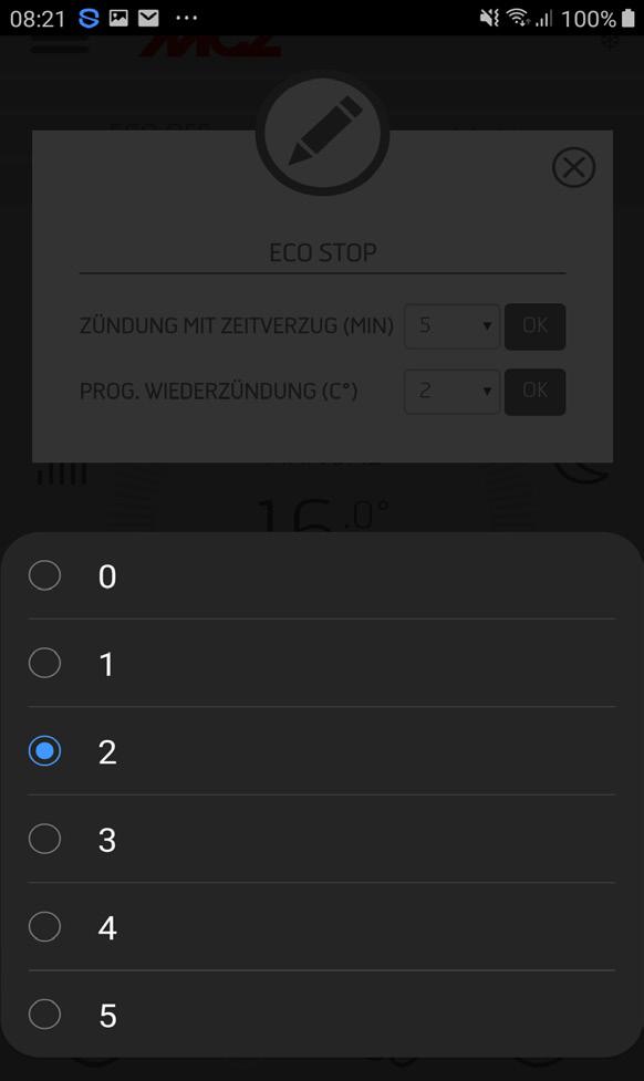 19-IMPOSTAZIONI SHORTCUTS / SETTAGGI RAPIDI ECOSTOP Nel menù ECO STOP è possibile impostare e /o modificare un Ritardo di attivazione (min) e un Isteresi di riaccensione (C ).