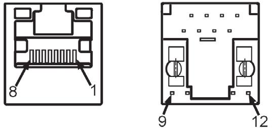 Connettore RJ-45 Assegnazione dei pin Numero pin Lato a 12 pin del connettore 1 D+ 2 D-