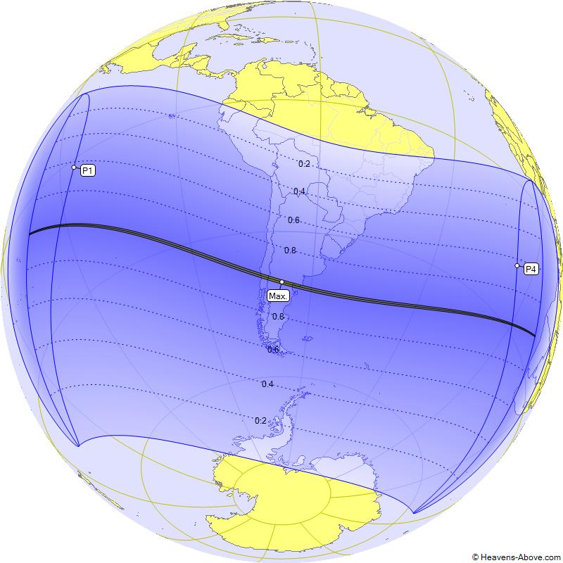 L eclissi di sole del 14 dicembre 2020 Durata massima della totalità: 2 min 10