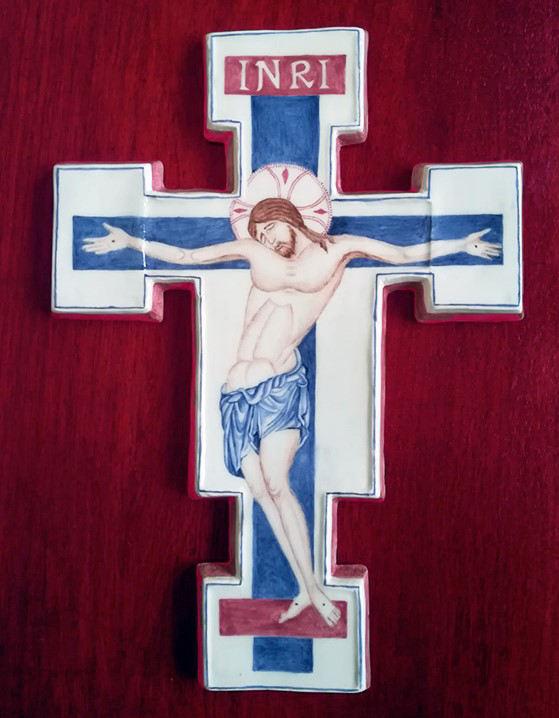 5 Crocifisso Blu Misure: 31 x 22 cm Croce in creta bianca