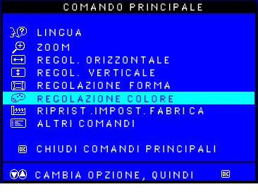 The OSD Controls 3) Premete il tasto : appare la finestra ADJUST COLOR.