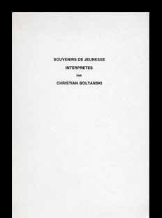 11. BOLTANSKI Christian (Parigi 1944-2021), Souvenirs de Jeunesse Interpretes, Geneva, Adelina Cuberyan, [stampa: Tipografia