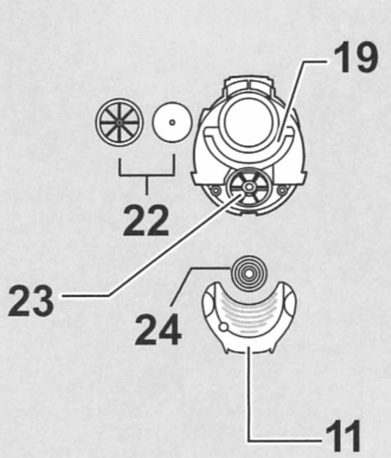 4) Aprire il coperchio della valvola d espirazione (11) e rimuovete il disco della valvola di espirazione (23). * vedi figura nel capitolo 1.2.1 3.