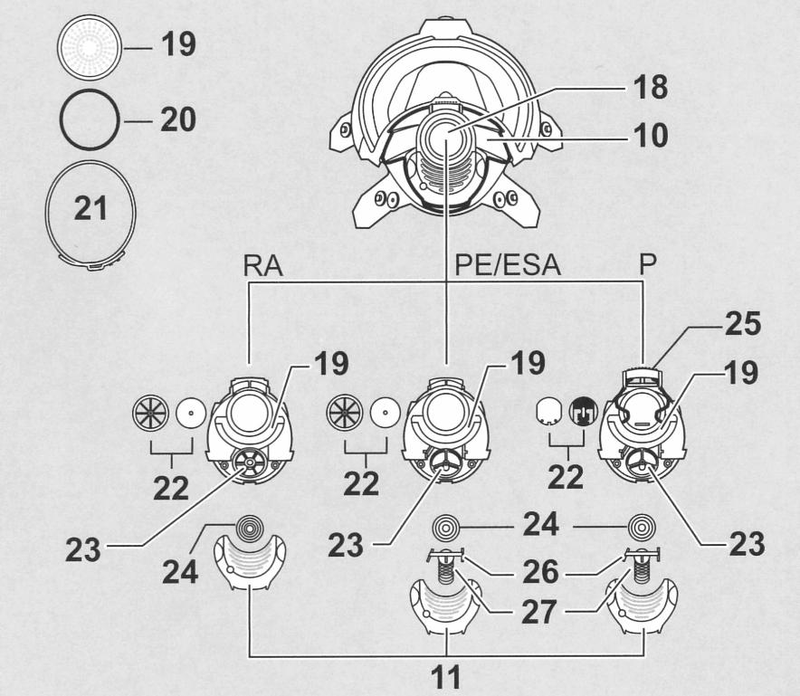 2 Descrizione 1.2.1 Maschera respiratoria a pieno facciale (Dräger FPS 7000) 1.