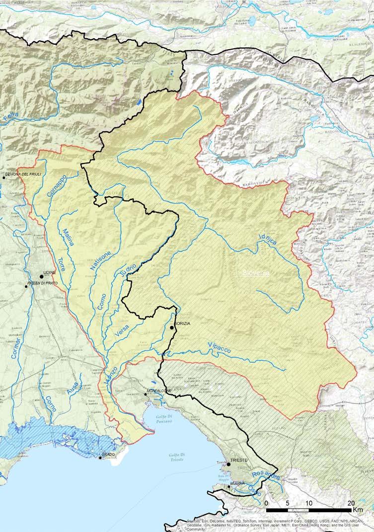4.3. UoM Isonzo (bacino del fiume Isonzo) Figura 4.3- Il bacino dell Isonzo Il fiume Isonzo nasce in Val di Trenta (Slovenia) con sorgenti a quota 935 m s.m.m. e sfocia nell Adriatico nelle vicinanze di Monfalcone dopo un percorso di 136 chilometri (Figura 4.
