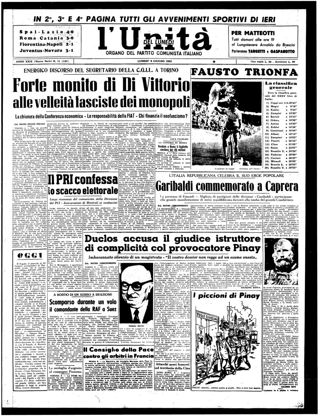 IN 2, 3 4 PAGINA TUTTI GLI AVVENIMENTI SPORTIVI DI IERI '' '*.'-'',. 1.:.