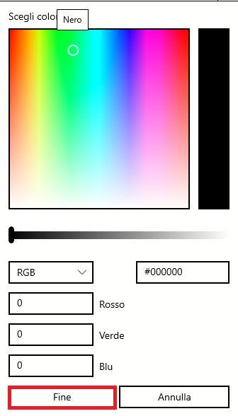 Apparirà una finestra con i colori dell arcobaleno. - Sposta il puntatore del mouse sul colore che preferisci e clicca.