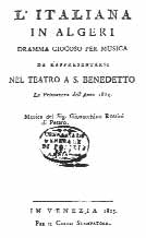 Frontespizio del libretto per la prima rappresentazione assoluta de