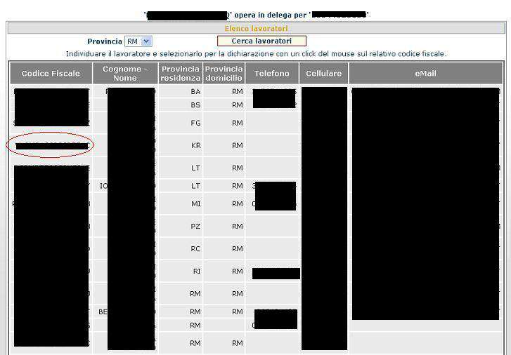 Figura 54 Dopo aver individuato il lavoratore che si sta cercando, selezionarlo
