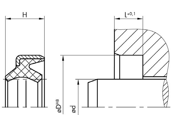 L ADM 55 è un raschiatore a doppio effetto. La doppia funzione consiste nella raschiatura della sporcizia dallo stelo e nella ritenzione del film d olio residuo con il labbro ausiliario.