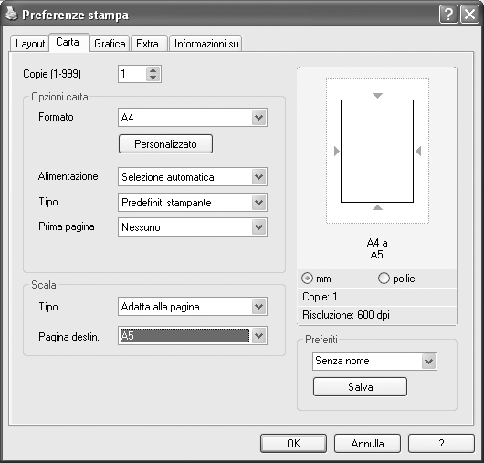 Adattamento del documento al formato carta selezionato A È possibile adattare il lavoro di stampa a qualsiasi formato carta, a prescindere dal formato del documento originale.