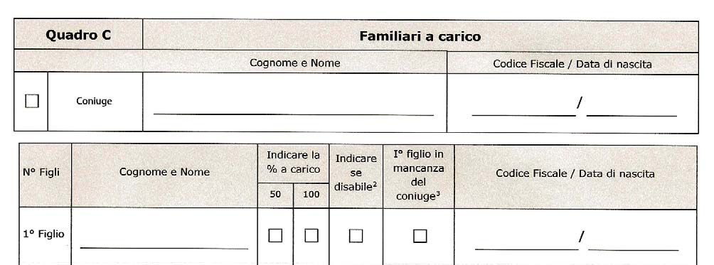 6) SEGNALAZIONE DI FAMILIARI A CARICO: Leggere le domande e le risposte di questa pagina e que lle di pag. 28.