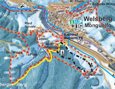 Per Novale, il maso Lettner, i Bagni di Monguelfo e il Gailerhof di ritorno a Monguelfo Verso est il Picco di Vallandro, Monte Lungo, Monte Serla, la Croda e la Rocca dei Baranci Che colori, quando