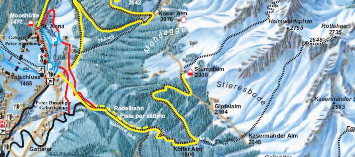 Il Rotlahner un monte facile e noto agli sciatori nelle Alpi di Casies Sole invernale: L aria é fredda ed il cielo e azzurro ghiaccio la mattina, quando l amante della natura si allaccia le racchette