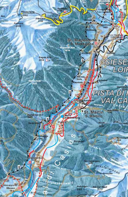 Escursione con le racchette da neve lungo il sentiero panoramico di Casies Dal rifugio Talschlusshütte a 1465m camminiamo per 5 minuti verso l interno della valle e nelle vicinanze del fienile dei