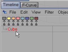 Passo 2 Il cubo è stato inserito in automatico nella Timeline.