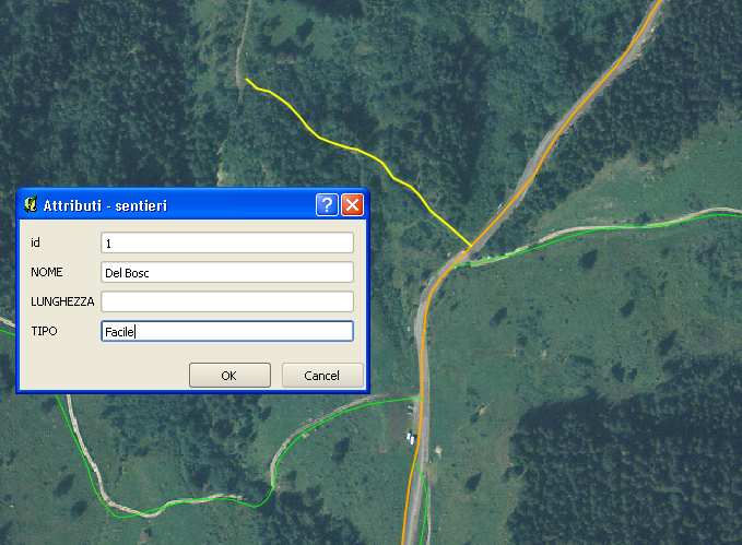 Click su OK Digitare altri sentieri Assegnare ai sentieri una simbologia di colore fucsia.