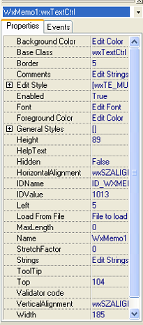 Chap1to8 - Programmare_Con_wxDev-C++.doc Pagina 99 di 150 detti maniglie (handles). Si noterà che selezionando un componente, il testo nella combo box sopra l editor delle proprietà cambia.