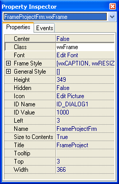 Chap1to8 - Programmare_Con_wxDev-C++.doc Pagina 119 di 150 Modificare il frame Ci sono due modi per modificare il frame: uno per manipolazione diretta, l altro modificandone le proprietà.