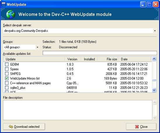 Chap1to8 - Programmare_Con_wxDev-C++.doc Pagina 22 di 150 Figura 1.38 La selezione delle librerie da scaricare.