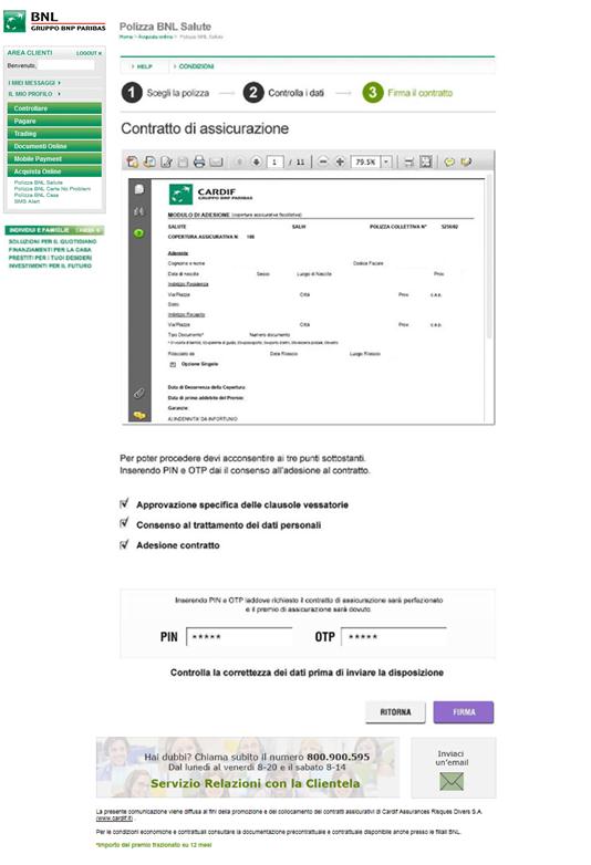 Visualizza il contratto di assicurazione, seleziona l approvazione specifica delle clausole vessatorie, il consenso al