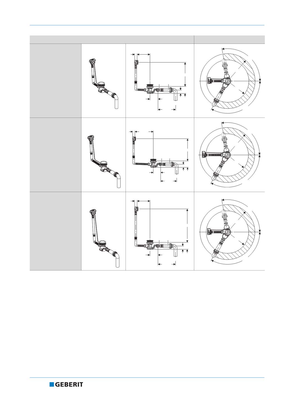 Sifoni per vasca da bagno Geberit Sifoni per vasca da bagno Geberit PushControl Tipo 90 4 5 4 5 6 00 Art. No. 50.94.. 50.94.46.