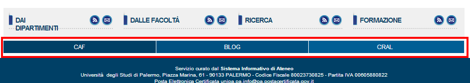 La parte di fine pagina è ad una