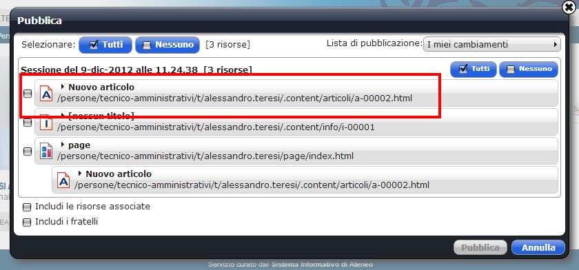 La pubblicazione a questo punto andrà a buon fine Si può verificare lo stato della propria pubblicazione dalla coda delle pubblicazioni presente nella