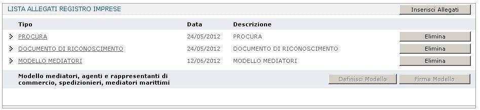 Al termine il file in formato XML firmato digitalmente, contenente tutti i modelli PDF, è presente tra gli allegati Registro Imprese con la descrizione corrispondente. 7.1.