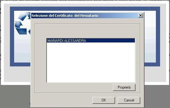 selezionare il certificato del firmatario.