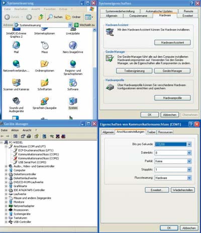 12.1 Preparazione del PC 12.1.1 Sistema operativo Windows NT/ 2000/ XP Aprire finestra Proprietà del sistema Aprire finestra Sistema (1) Selezionare la scheda Hardware (2) Avviare Gestione