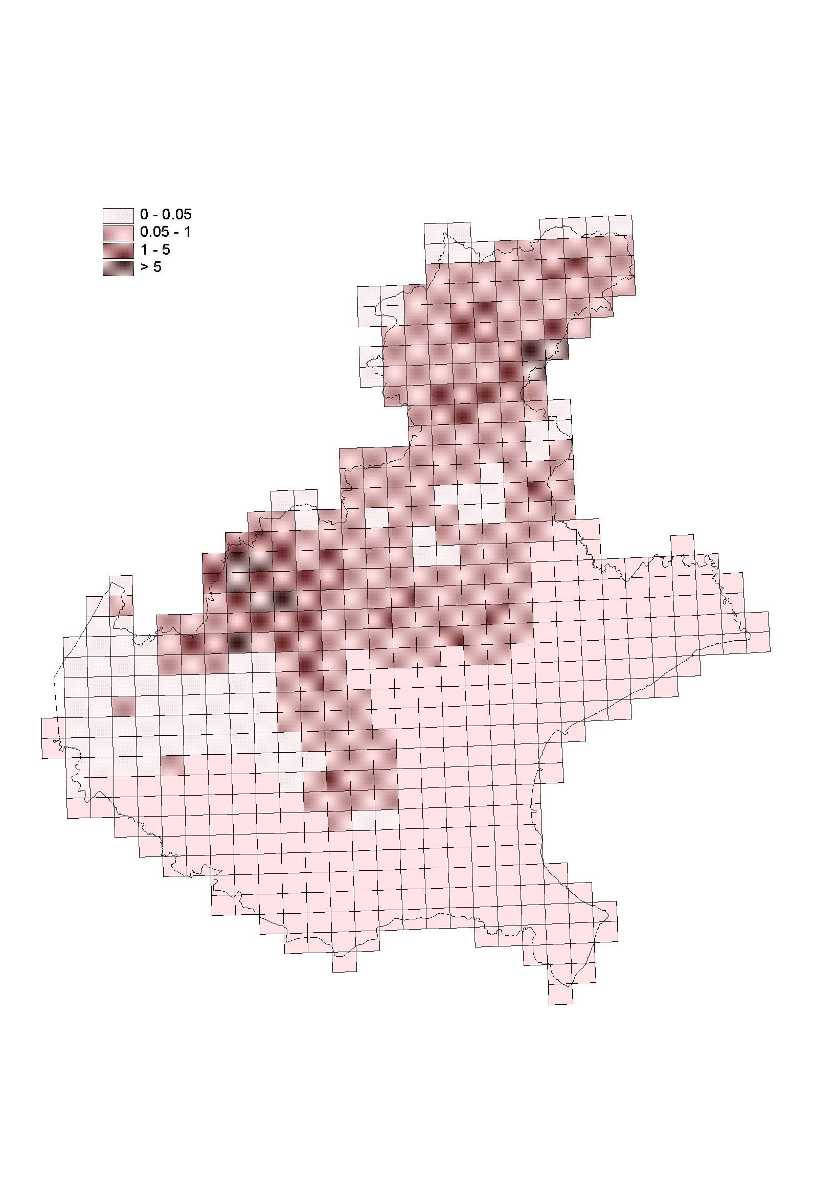 Figura 21 - Frazioni di abitazioni (%) con livelli eccedenti 400 Bq/m 3 tipologia standard regionale rispetto al piano) (dati