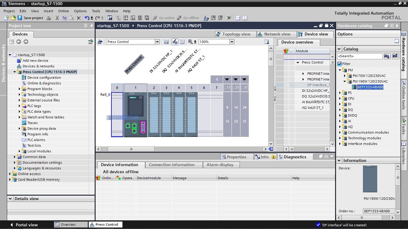 13. Ora vengono visualizzate tutte le unità della configurazione hardware nella vista dispositivi.