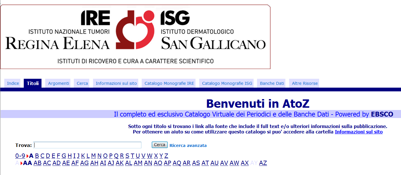 2. Ricerca della rivista sul catalogo