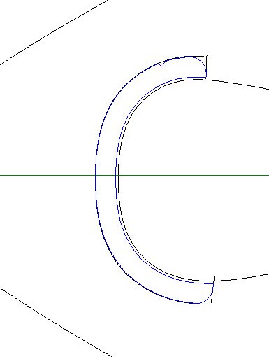 Per concludere si effettua un taglio, con la consueta tacca a V già inserita nelle precedenti componenti ricavate, per indicare la parte interna del pezzo.