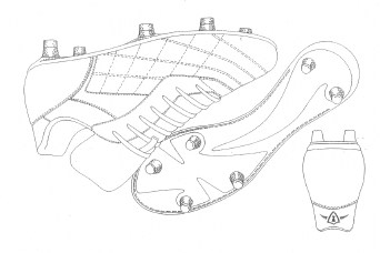 Figura 54 Disegno di un modello base di scarpa da calcio Per poter ripercorrere successivamente, in un attività di laboratorio, i