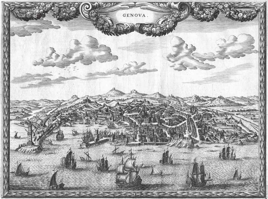 C. Allard - Genova - Tratto da: Orbis habitabilis oppida et vestitus - Amsterdam, 1698 Incisione su rame, 205x275 mm - Collezione