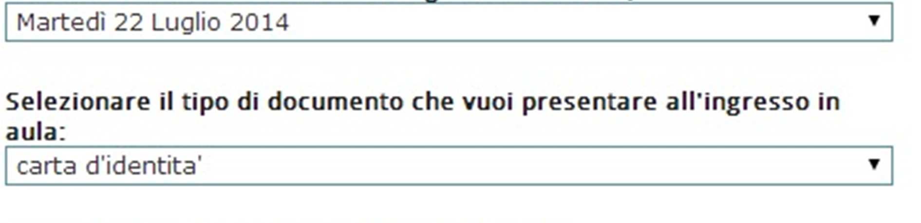 Devi selezionare la sede universitaria. N.b.