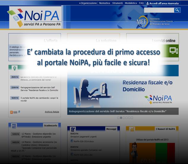 E cambiata la procedura di primo accesso al portale NoiPA,