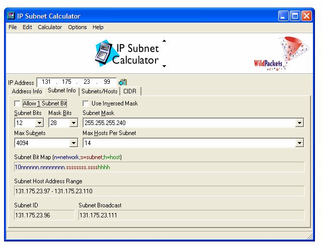 Verifica con : ipcalc321.exe Verifica con : Calcolatrice IP online (http://www.faqintosh.