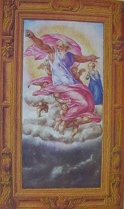 111 Foglio 59: La creazione Foglio 60: La Sacra Famiglia La figura del Creatore è ripresa dall affresco di Michelangelo raffigurante la creazione del sole e della luna
