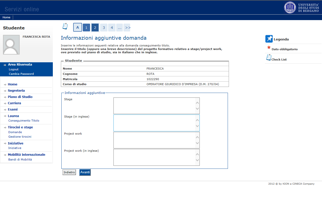 Inserisci il titolo o una breve descrizione del progetto formativo relativo a