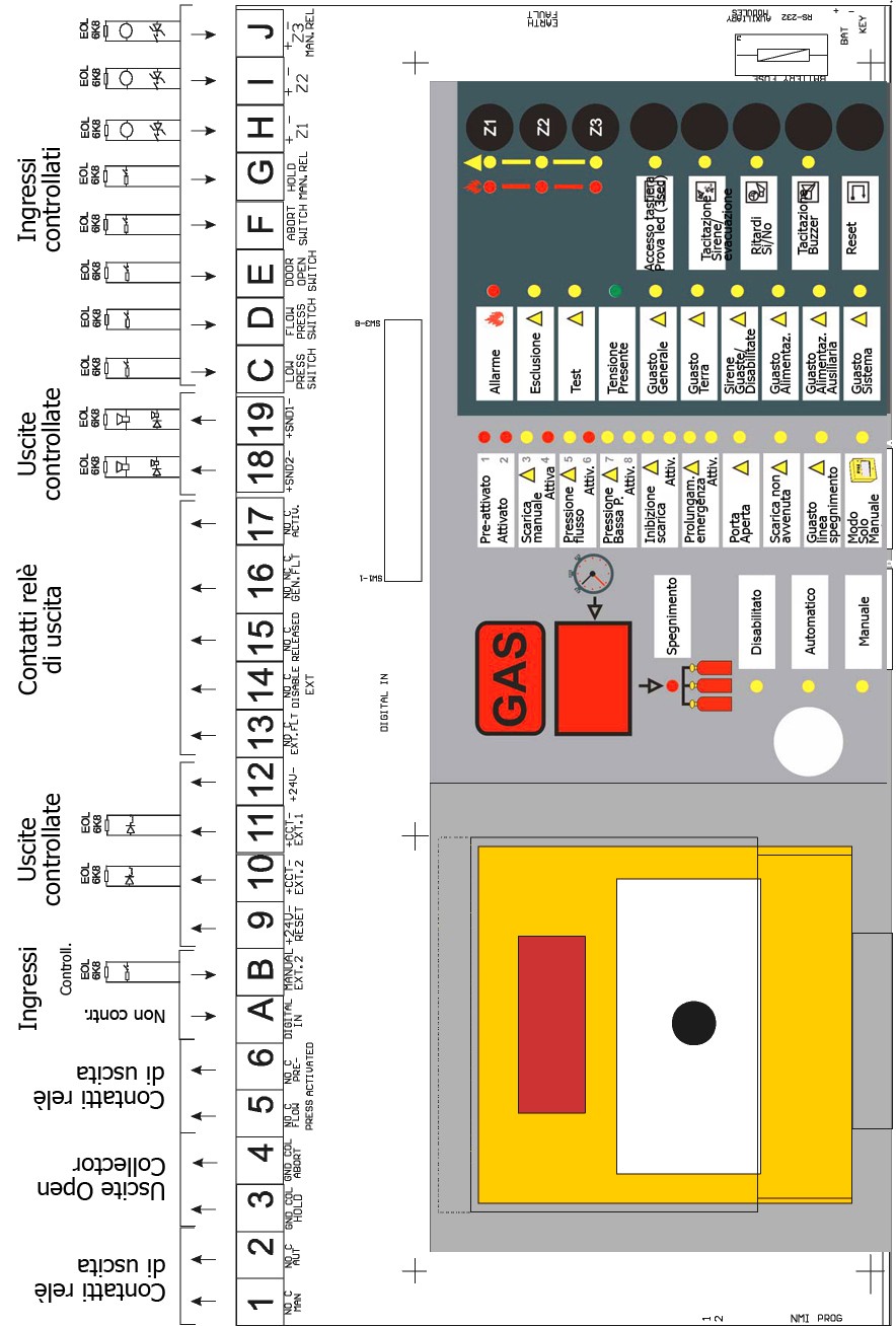 2.2 Schema elettrico 47010 Nota: I relè 1, 2, 5, 6, 13, 14, 15 e 17 sono NA (Normalmente Aperti).