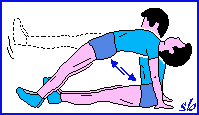 L'esecuzione a gambe estese (A) mette in forte stiramento (allontanamento dei capi di inserzione) i muscoli posteriori delle cosce (Semitendinoso e Semimembranoso e capo lungo del Bicipite femorale).