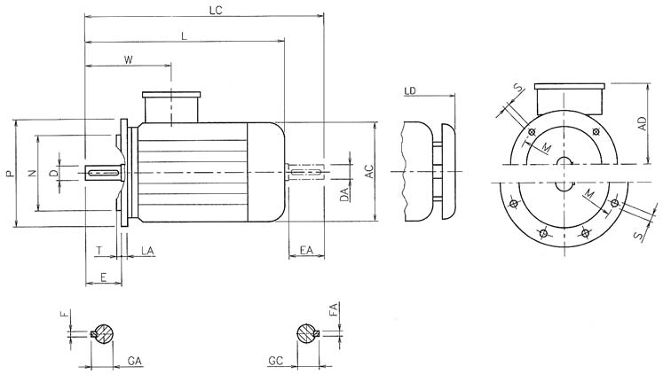 DIENSIONI A 1 31S B 31 I B I 3001 I V1 I 3011 Z=numero di fori AC 1 L AC 0 L AC 00 L S AC AC 0 AC AC 31 BC 31 S S S AC AC D DE L Poli Flangia B Estremità d albero AC AD L LC LD W LA N P S T Z D E F