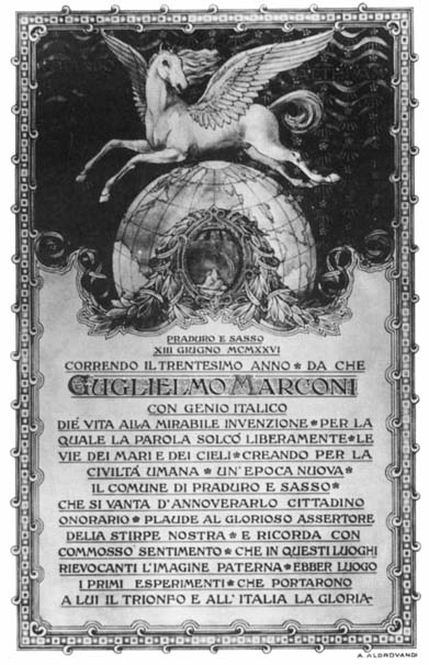 1925 Nasce l UIR che diverrà successivamente UIT (Unione Internazionale delle Telecomunicazioni) Durante una cerimonia tenuta a Londra in suo onore in occasione di una grande esposizione per