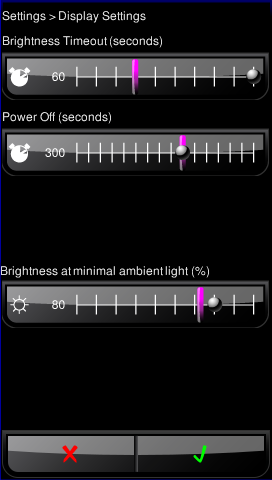 Orderman Sol Nel menu Configurazione schermo è possibile impostare i seguenti parametri: Luminosità ridotta dello schermo dopo un intervallo predefinito (Brightness Timeout (seconds)): questa