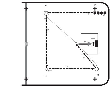 ESERCIZIO NR. 11 Lo scopo dell'allenamento è esercitarsi nei passaggi a terra. i giocatori e le palline nello stesso angolo. tre giocatori sono posizionati nel campo a formare un triangolo.
